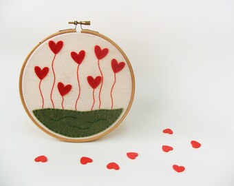 Embroidery hoop wall art - Love blossoms, GREAT WEDDING DECOR - made to order