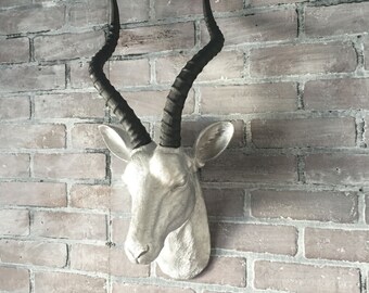 ANY COLOR Large Gazelle Head Wall Mount // Faux Taxidermy // Fake Animal Head // Antelope Antler // African Decor // Safari Nursery // Horns