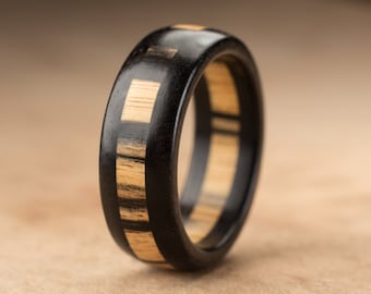 Custom Pale Moon Ebony Wood Ring - 8mm