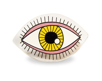 Eye Pin Perspex - Weird Yellow Pink Kawaii Colorful Pop Transparent Perspex Acrylic Laser Cut Kitschy Kitsch Rad Edgy