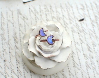 Lavender MOONSTONE, made to order, moon ring size US, crescent moon, moon phases, copper electroformed, stacking ring, choose your size