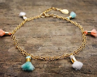 Tassel Bracelet, Tassel Jewelry, Friendship Bracelet, gift for her, boho bracelet, boho jewelry, Tassel, bridesmaid gift, beach jewelry, new