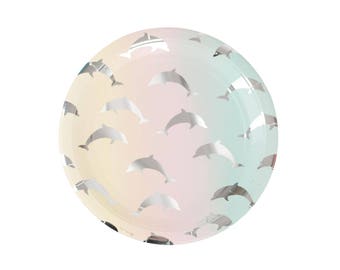 Dolphin Plates - Dolphin Tableware - Dolphin Baby Shower - Dolphin Party Supplies - Dolphin Birthday - Ocean Party - Beach Party - Ombre