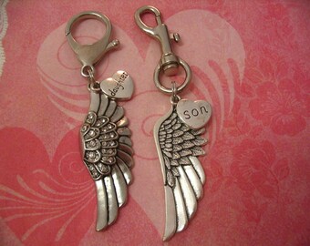 Angel Wing Daughter Purse Charm and Son Key Chain Accessories Gift