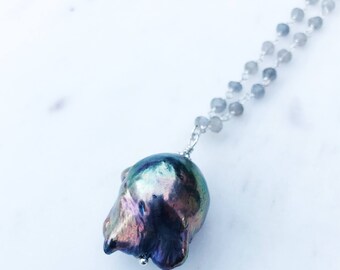 Large Baroque Pearl Amethyst Necklace