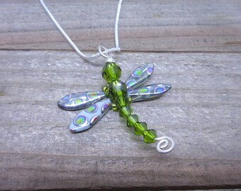 Dragonfly, Green Dragonfly Necklace, Dragonfly Necklace