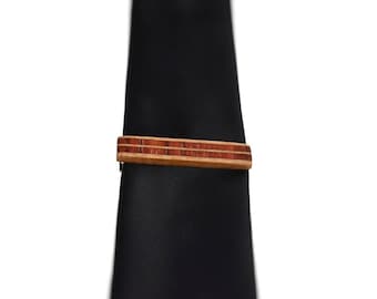 Maple Wood with Two Padauk Wood Stripes Tie Clip / Tie Bar / by wood.wool.stone