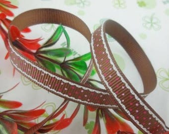 Brown Ribbon with polka dots (x 1 meter) polyester