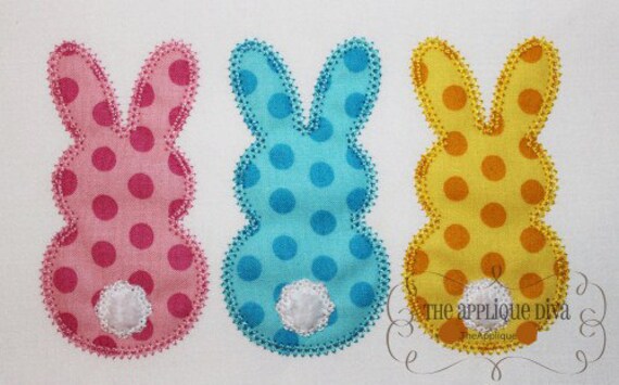 Easter 3 Rabbits or Bunnies Embroidery Design Machine Applique