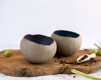 Ceramic Bowls, Handmade Pottery Bowls, Ceramic Serving Bowl, Stoneware Dishes, Purple Blue Green Bowls