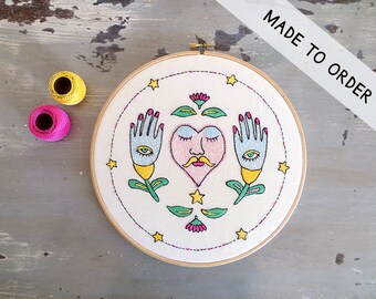Hoop Art Love is within us, Embroidery art, Embroidery illustration, Hand embroidery, Modern wall hanging, modern embroidery.