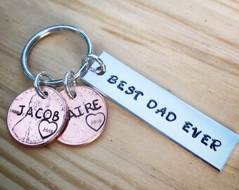 Dad Keychain, Fathers Day Keychain, Personalized Keychain, Dad est, Fathers Day Gift, Stamped Penny, Best Dad Ever, Custom Keychain