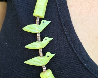 Native American Jewelry Fetish Dove Animal Necklace Native Necklace Green Serpentine Shell Stone Southwest Bead Goddess Gift Healing Jewelry