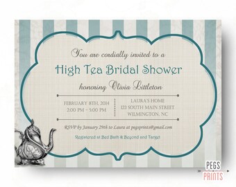 High Tea Bridal Shower Invitation - Printable Bridal Tea Party Invitation - Tea Party Bridal Shower Invitation - Bridal Shower Tea Party