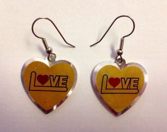Vintage Two Tone LOVE Heart Earrings Deadstock