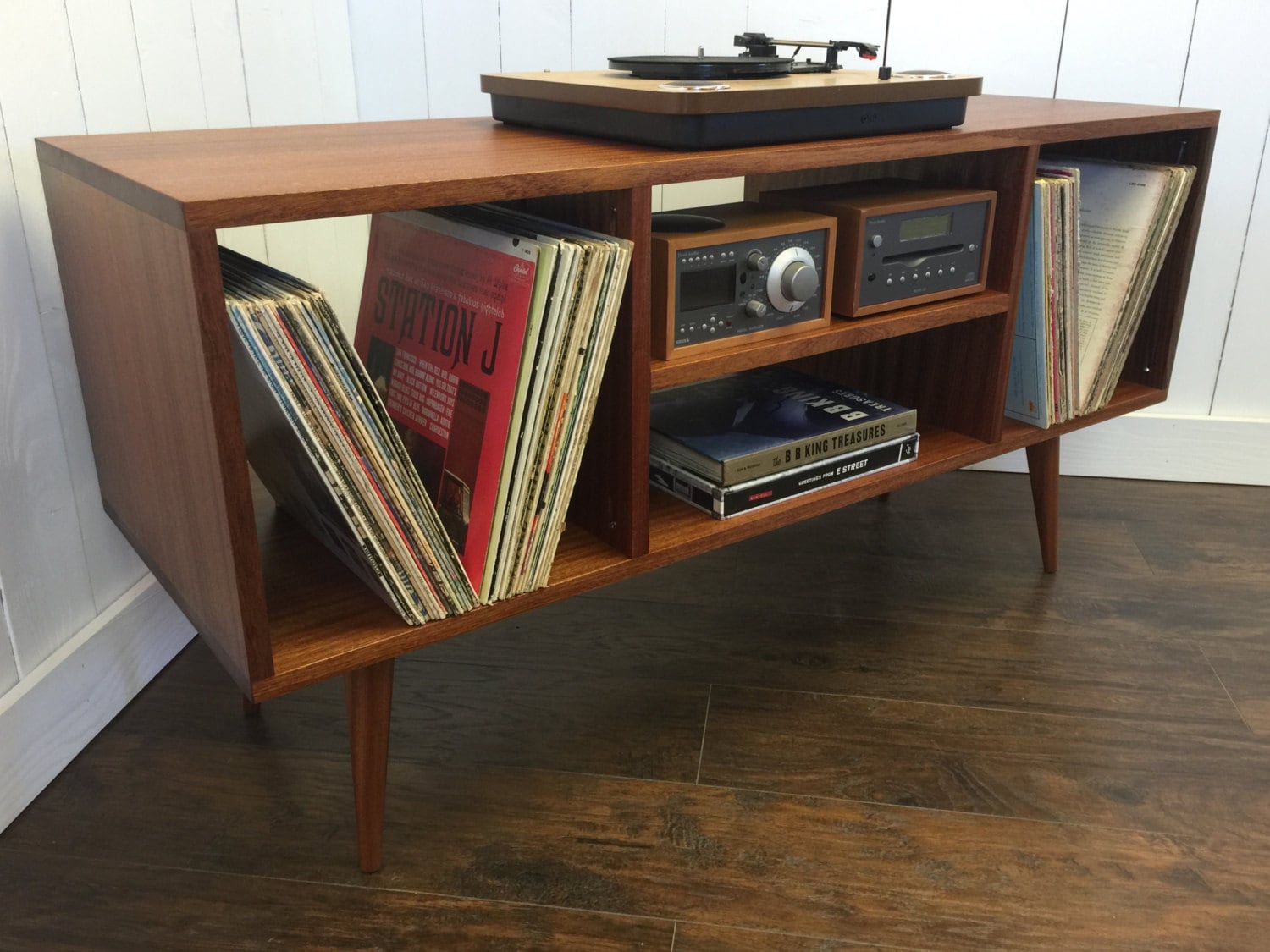 Mid Century Modern Stereo Turntable Console Record Player