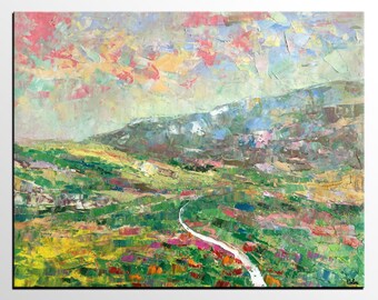 Oil Painting Landscape, Large Painting, Canvas Art, Mountain Landscape Painting, Canvas Oil Painting, Original Abstract Art, Large Wall Art