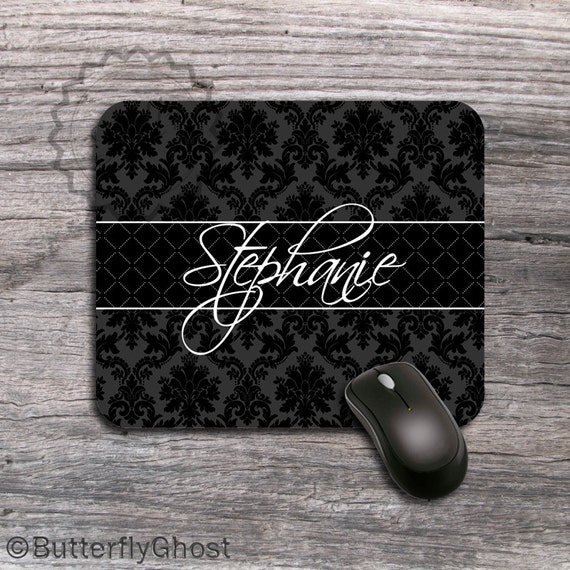 Damask personalized mouse pad with name computer mousepad