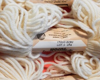Three skeins ecru Brunswick needlepoint tapestry yarn