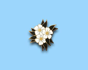 White Flower enamel pin