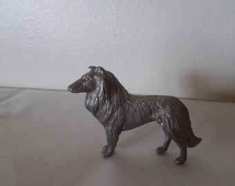 Vintage~Collie~Dog~Pewter~Statue~Figurine~Metel Collie Dog~Animal~1980~Spoontiques~Fine Pewter~Art~Dog Handler~Dog Breeder~Gift~Signed