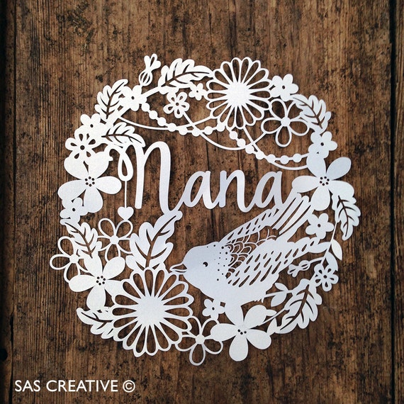 Download Papercut Template Nana / Nan Mother's Day Birthday PDF