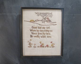 Vintage Framed Embroidery Inspirational Quote