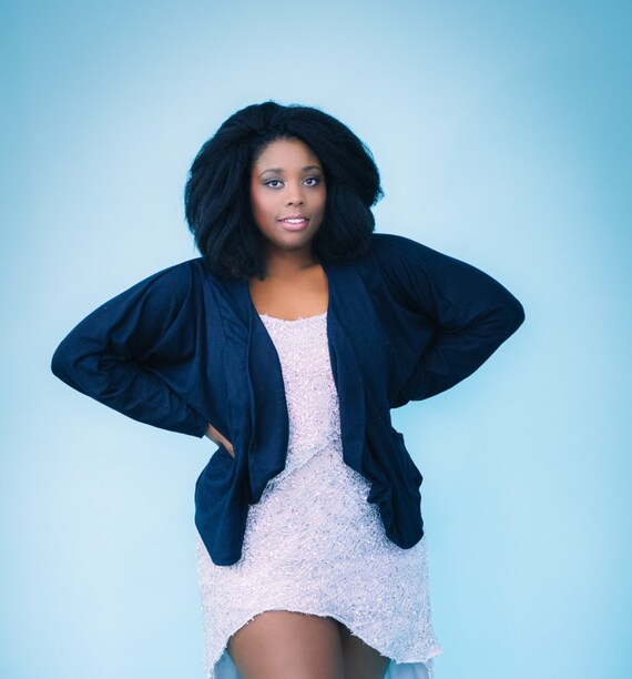 Plus Size Black Draped Cardigan