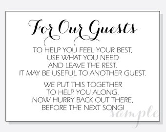 DIY For Our Guests Bathroom Wedding Table Sign - 3.5x5 - 4x6 - 5x7 and 8x10 JPG - Printable Downloadable Instant File