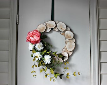 Spring Peony Wood Wreath