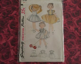 50's Vintage Simplicity Toddler Sewing Pattern