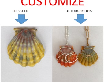 CUSTOMIZE An Ocean Wave Wire Wrapped Sunrise Shell Necklace; 14k Gold Filled; Sterling Silver