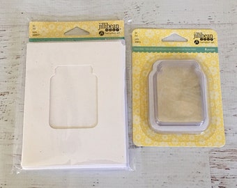 Jillibean Soup Mason Jar Shaker Card, with Mason Jar cutout and inserts, 6 cards w/ envelopes, shaker cards, paper crafting, card making