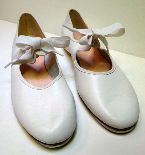 white canvas tap shoes