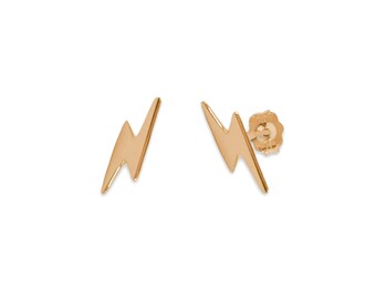 Lightning Bolt Stud Earrings In 14K Gold