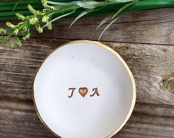 Personalized Ring Holder/ GOLD and WHITE/ Monogrammed Jewelry Dish/ Engagement Gift/ Jewelry Display/ Wedding and Shower/ Sorority
