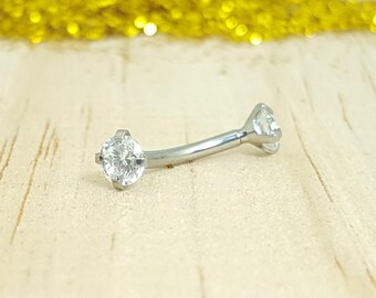 Swarovski Gem with Polished Titanium Curved Barbell - Internally threaded