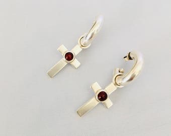 Earrings in 925 sterling silver and carnelian