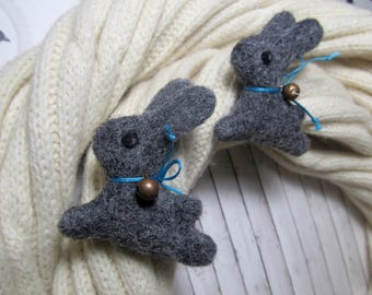 only 1 brooch Cute rabbit brooch Bunny animal brooch Needle felted rabbit pin Rabbit gift
