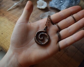Rustic Copper Electroformed Spiral