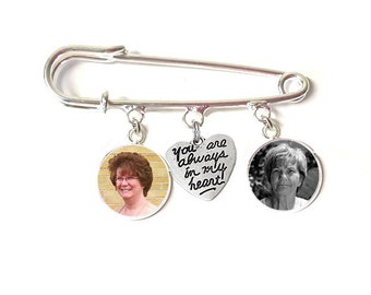 Boutonniere Charm- Lapel Pin- Memorial Charm- Boutonniere Pin- Groom Keepsake- Boutineer Charm- Groom Gift- Memorial Photo Stick Pin- Photo