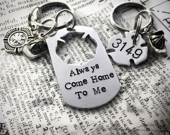 Firefighter Gift, Saint Florians Cross, Gift for Firefighter, Hand Stamped, His and Hers, Firemans Wife, First Responder Gift, Gift for him