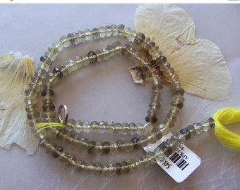 ON SALE Smokey Lemon Quartz Gemstone Small Faceted Rondelle Beads ~ 14" Strand ~ 4.5mm