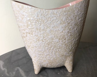 Atomic Vase Pink Confetti Mid Century Modern Ceramic Three Footed Vase