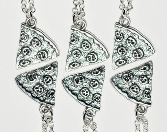 Pizza Necklace, Best Friends, Pizza Jewelry, BFF Necklace, Pizza Friends Necklace, Pizza Slice Pendant, Pizza Party, Pizza Slice Necklace