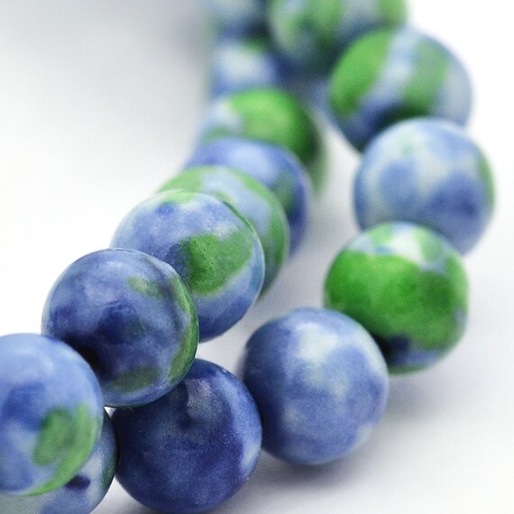 50 Jade Beads 3mm Ocean Jade Dyed Gemstone Beads BD895