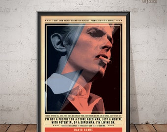 David Bowie Poster - Quote Retro Music Poster - Music Print, Wall Art