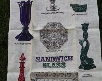 Kay Dee Linen Tea Towel, Sandwich Glass Prints