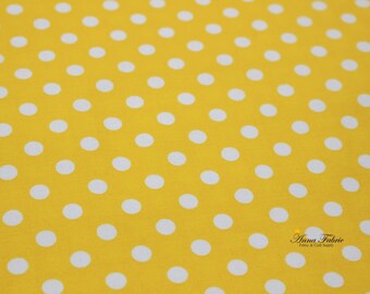 Japanese Fabric | Japanese Cotton Fabric | COSMO TEXTILE | White Polka Dot lining fabrics - Yellow