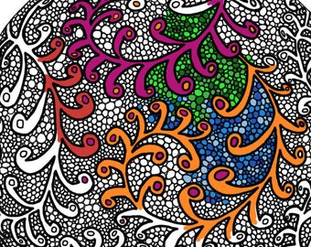 Ball with Pebbles and Vines - Adult Coloring
